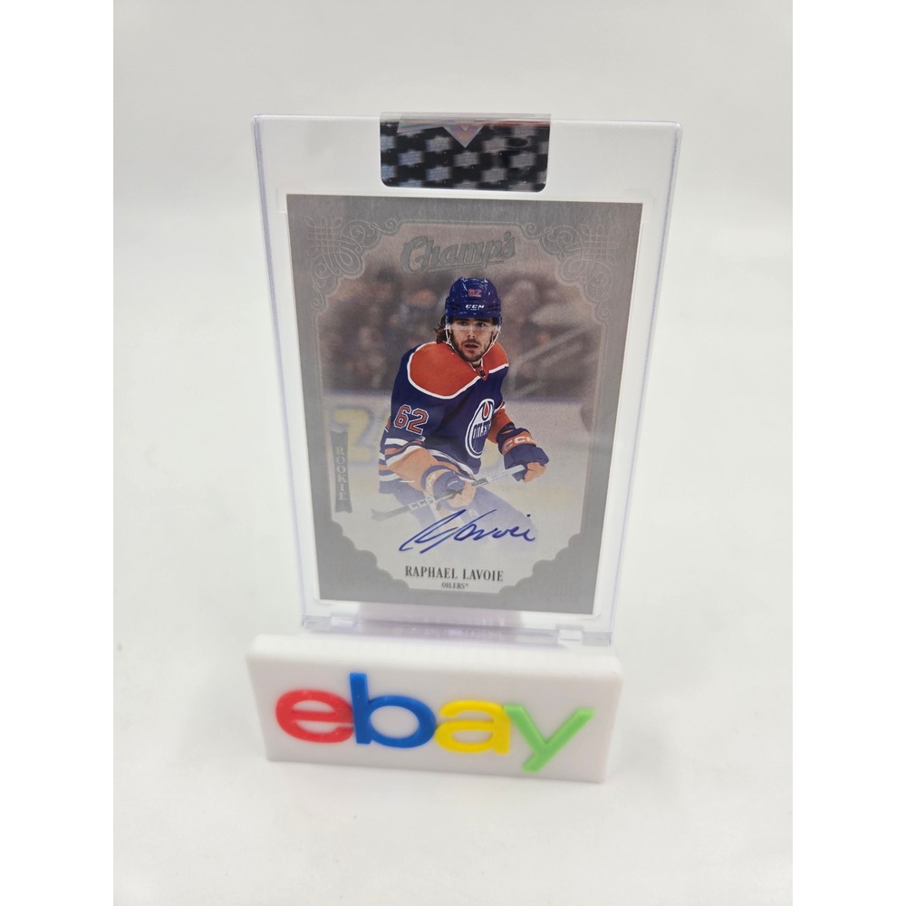 2023-24 UD Clear Cut Champs Auto Rookie #C-RL Raphael Lavoie Edmonton Oilers RC